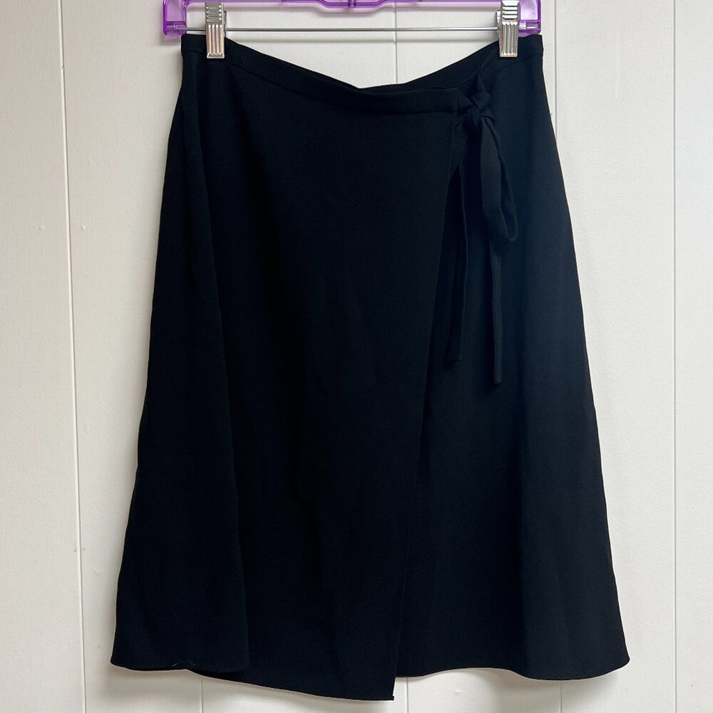 Antonio Melani Women's Black Flowy Wrap Skirt with Tie Detail Size 6